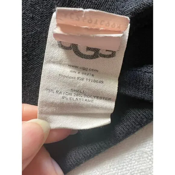 UGG Lightweight Hooded Black Lounge Long Sleeve Top Minimalist Athleisure - XL - Picture 6 of 7